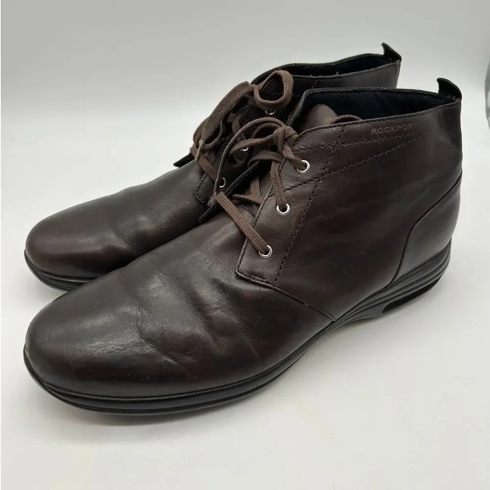 Rockport Men's Brown Leather Chukka Ankle Boots Lace-Up Casual Size 11 Academia